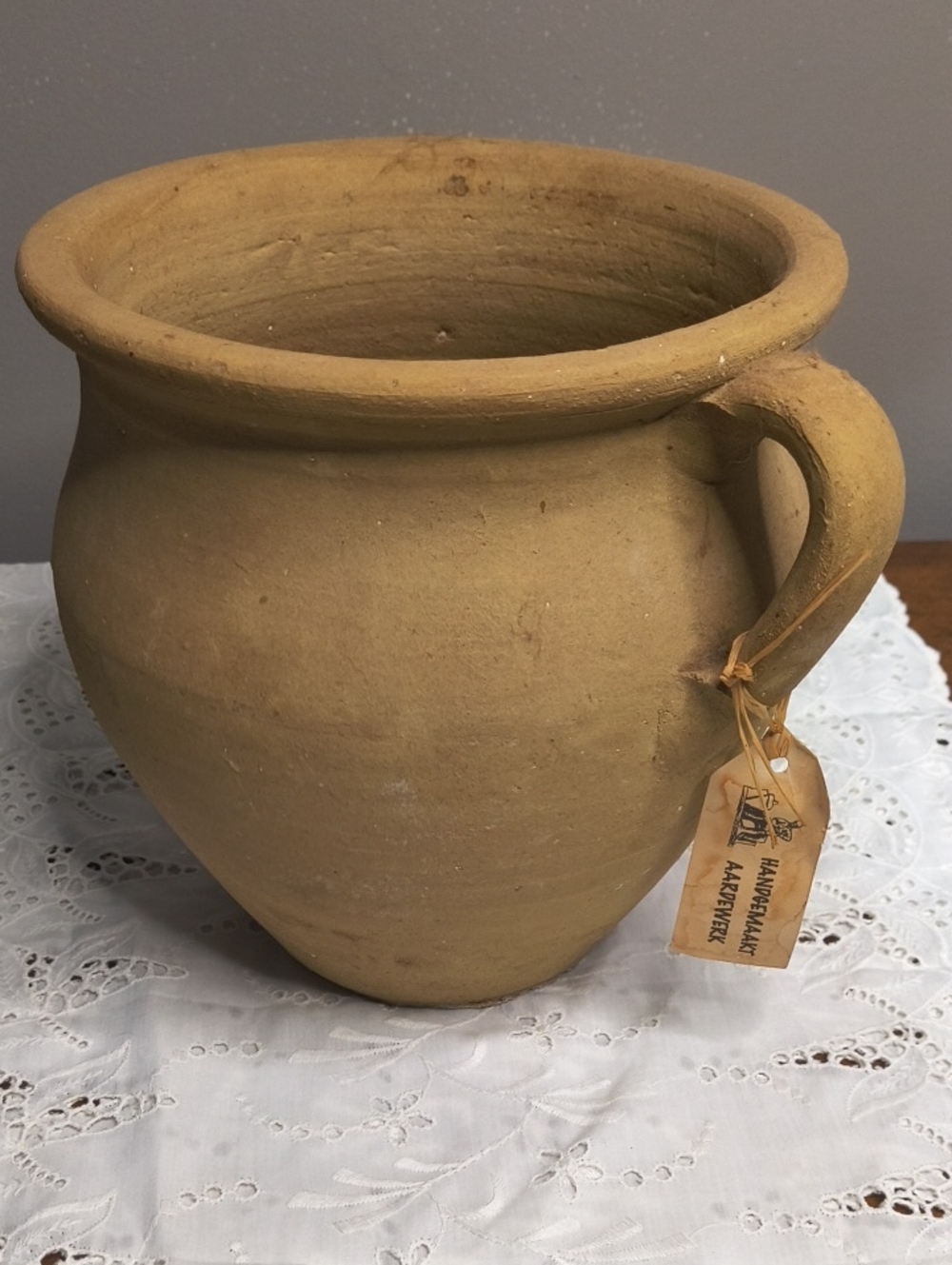 Handmade Tan Ceramic Pottery Vase with Handles